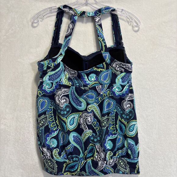 Lands End Women's Blouson Tankini Top Colorful Paisley Size 10 Beach Pool Cruise - Picture 5 of 16